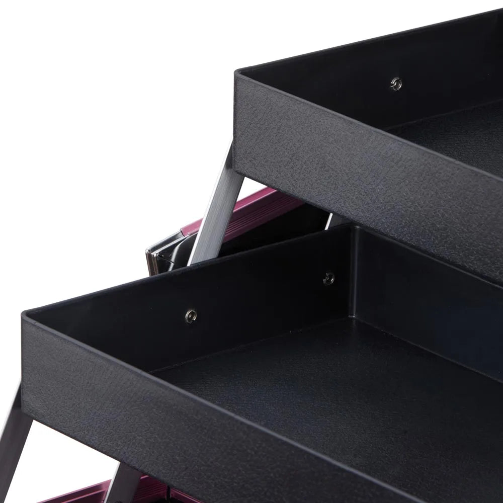 Modishion Professional Makeup Case Portable Makeup Case 2 Trays with Mirror Makeup Tool Storage Box Travel Makeup Case