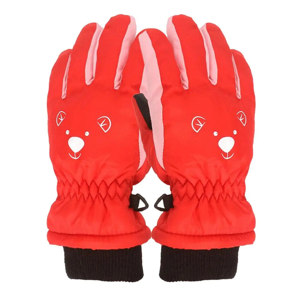 Winter Children Boys Girls Cute Cartoon Non-slip Thick Warm Sports Mittens Kids Ski Gloves Waterproof