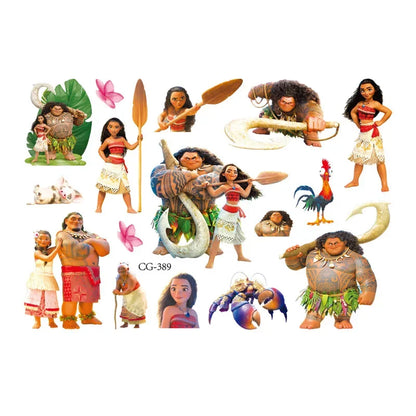 Moana 2 Disney Tattoo Stickers Children's Toys Cartoon Anime Kawaii Sticker Kids Birthday Party Decoration Boys Girls Cute Gifts