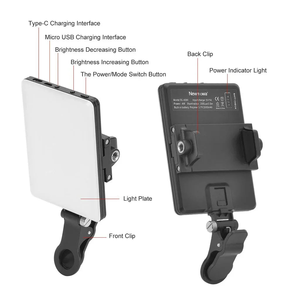 Mobile Phone Fill Light LED Lamp Photography Kit USB PD Dual Port Charging Fill Lamp For Live Broadcast Selfie Video Conference