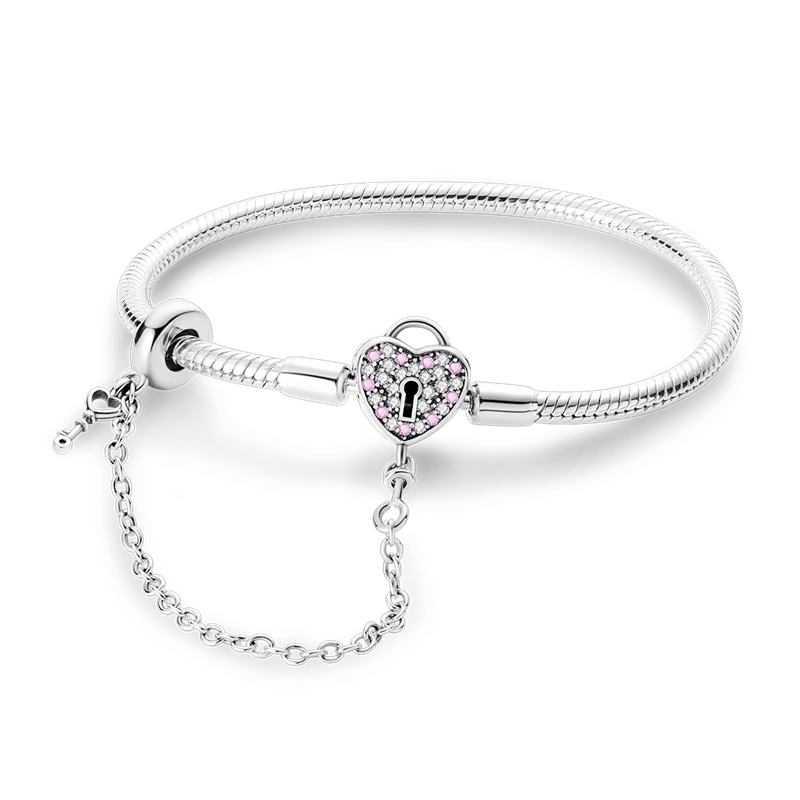 925 Sterling Silver Charm Bracelet - Leaf, Clover, Butterfly & Heart Design | 17-20cm Adjustable
