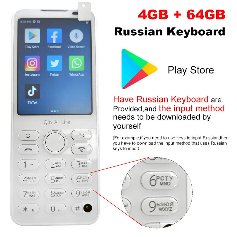 New Qin F21 Pro Smart Touch Screen Phone Wifi +2.8 Inch 3GB + 32GB / 4GB 64GB Bluetooth 5.0 480*640 Global Verison Phone