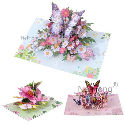 3D Butterfly Pop Up Greeting Cards Postcard For Valentine's Day, Mother, Anniversary, Wedding Invitation Greeting, Birthday Gift