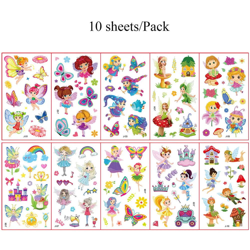 10Pcs Cartoon Temporary Tattoos for Hand Disposable Underwater World Crabs Dolphins Octopus Jellyfish Design Tattoos Sticker