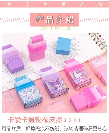 Sanrio All-Star Eraser For Students Cartoon Cute Kuromi Cinnamoroll My MelodyHello KittyPompompurin Roller Storage Eraser Gift