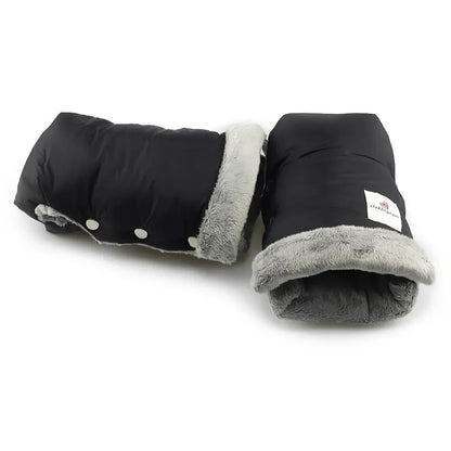 2pcs Black Waterproof Pram Stroller Warm Gloves Mitten Winter Hand Muff Baby Stroller Mitten Winter Warm Stroller Accessories