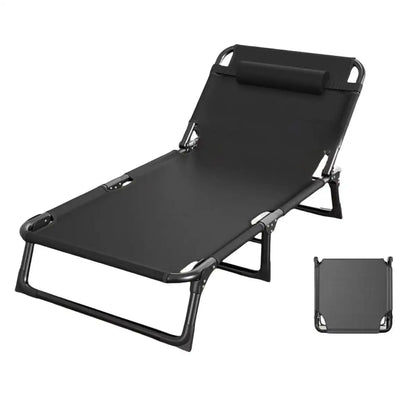 Foldable Sun Lounger Recliner Adjustable Back Rest Garden Indoor Folding Beds~