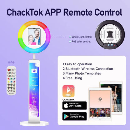 iPad Photo Booth Selfie-Maschine Shell Verstellbarer Ständer Photobooth mit LED-Ringlicht Individuelles LOGO für Hochzeitspartys und Events