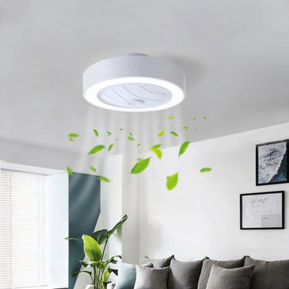 KOMORE Round Acrylic LED Ceiling Light Fan with Remote Control 3 Colour Temperature for Office, Living Room, Bedroom