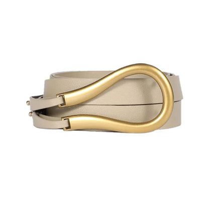 Fashion Woman Belt High Quality Casual Light Horseshoe Buckle Large U-shaped Luxury Personality Curve Designer Belt Women LB2237