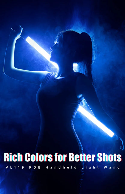 Ulanzi VL119 Stick Light RGB Handheld Wand Tube LED Video Light CRI 95+ 2500K-9000K 2000mAh Photography Lighting Fill Lamp
