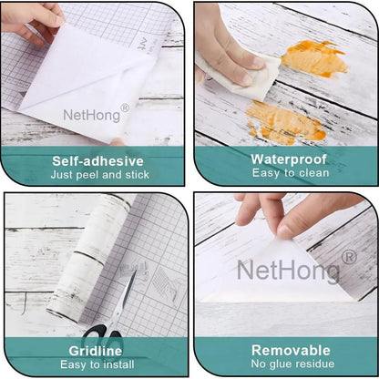 6M Vinyl Ivory white wood grain Wallpaper Stickers Self Adhesive Paper Waterproof