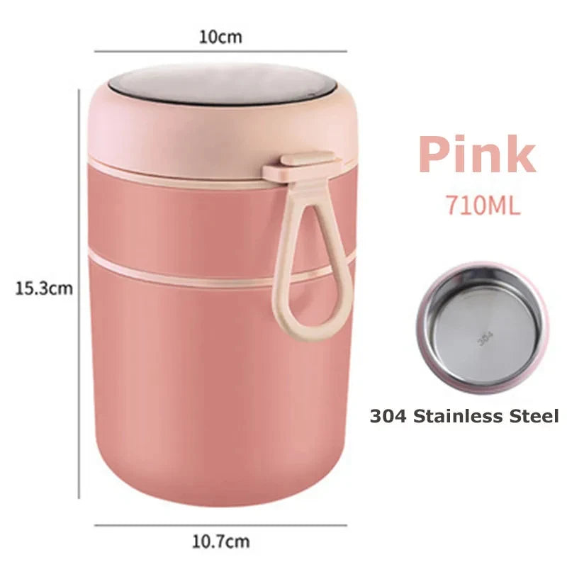 Insulated Thermal Food Jar 530ml/710ml - Stainless Steel Lunch Box for Hot & Cold Food - Kids School Thermos Container