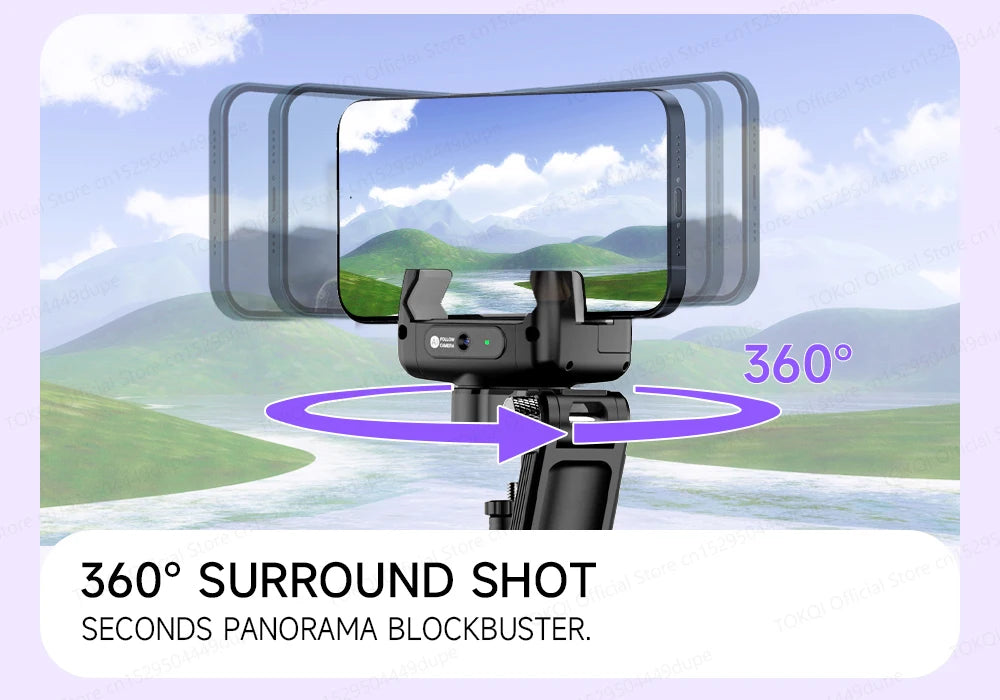 C22 AI Face Tracking Handheld Gimbal Stabiliser 360° Rotation Shoot Selfie Stick Tripod for Mobile Phone, 1/4'' Screw for Camera