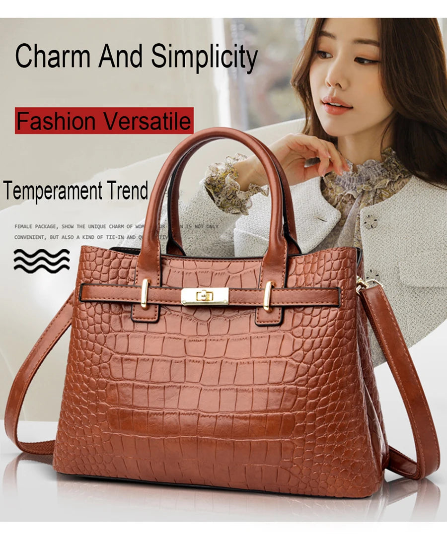 Famous Brand Ladies HandBags High Quality Crocodile Stripe Three Main Bags Designer Crossbody Shoulder Bag For Womens Tote Bag