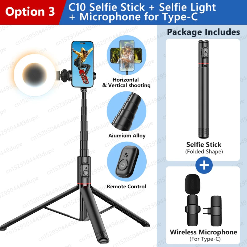 Wireless Selfie Stick Tripod for Smartphone, Aluminum Alloy 72 inch Selfie Stick Portable for iPhone 13 14 pro max Android Phone