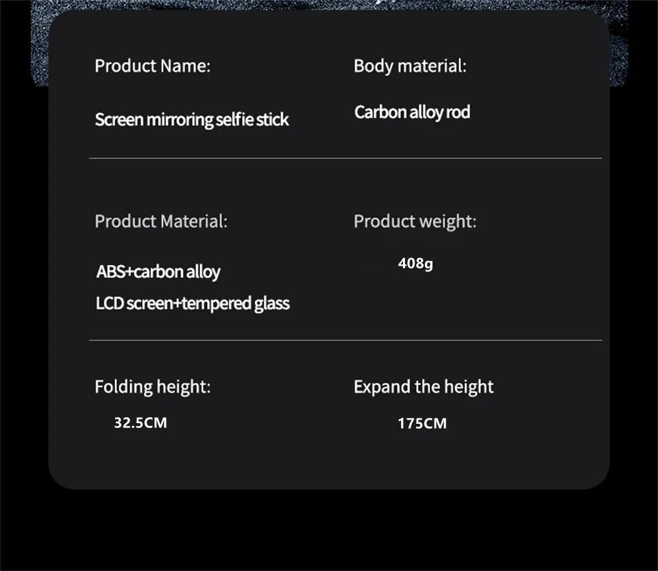 Wireless Selfie Stick Tripod Stand with Remote and Small Screen Casting Selfie Monitor for Smartphone Selfie Live Streaming