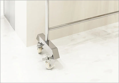 Floor-To-Ceiling Adjustable Stand Mobile Clothes Rail With Wheel Clothing Shop Stainless Steel Display Rack