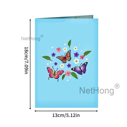 3D Butterfly Pop-Up Card - Floral Wreath Birthday Card for Women, Valentine's Day, Mother's Day Gift for Wife, Mom, Girlfriend