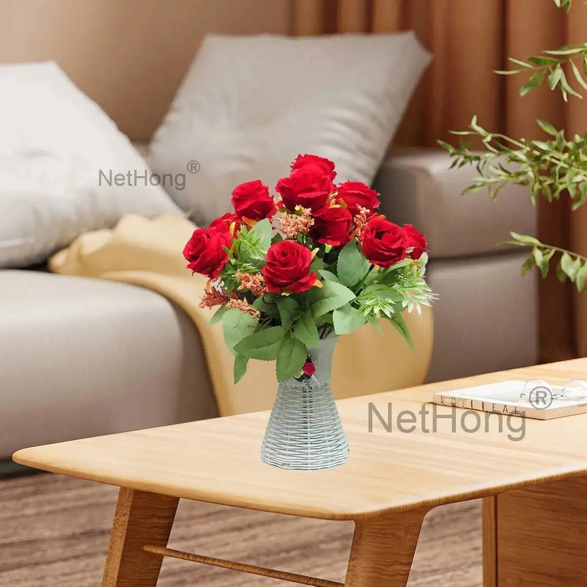 Artificial Flowers Fake Plants Plastic UV Resistant Home In/Outdoor Garden Decor