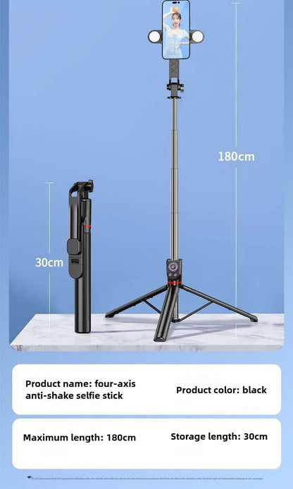 1.8M Long Extended Bluetooth Wireless Selfie Stick Live Broacast Stand Holder Tripod Foldable With Fill Light For Smartphones