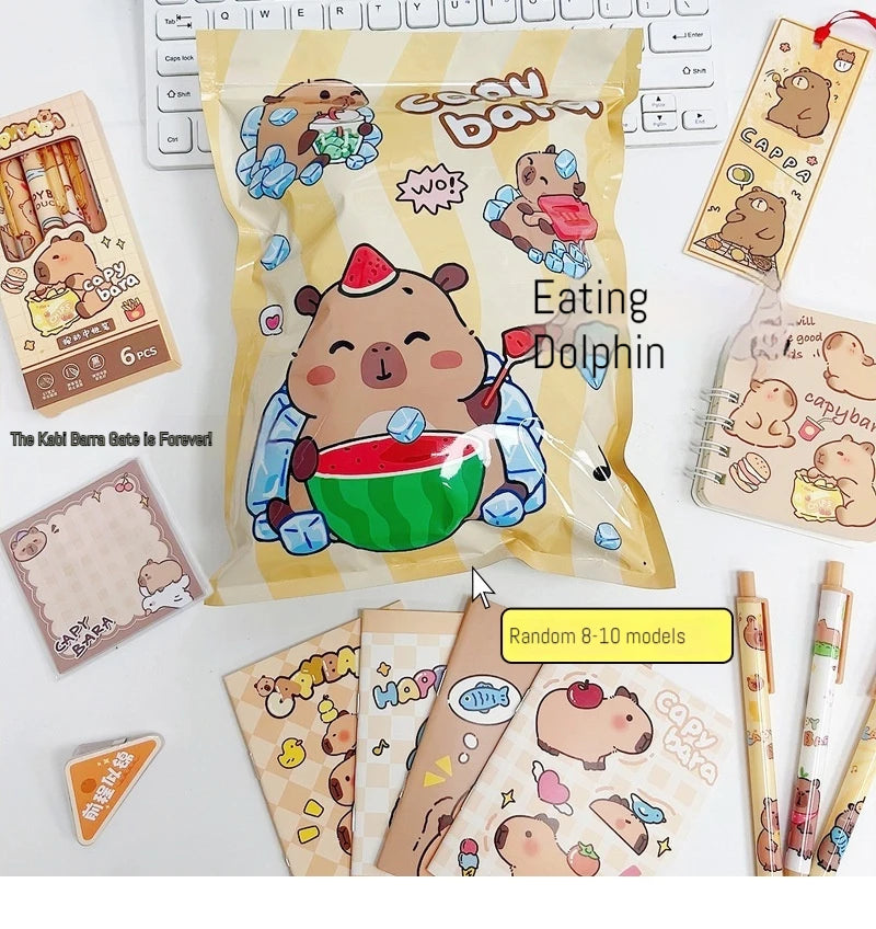 New Creative Capybara Stationery Set Blind Bag Cute Cartoon Pencil Stationery Eraser Learning Supplies Student Prize Gift Suppli