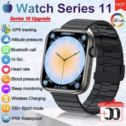 2026 New Original Watch Series 11 Women Smart Watch Bluetooth Call NFC IP68 Waterproof HD AMOLED Screen GPS Track Men Smartwatch