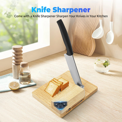 Manual Biltong Cutter & Beef Jerky Slicer Home Cutting Knife w/Oak Cutting Board Seat Guillotine