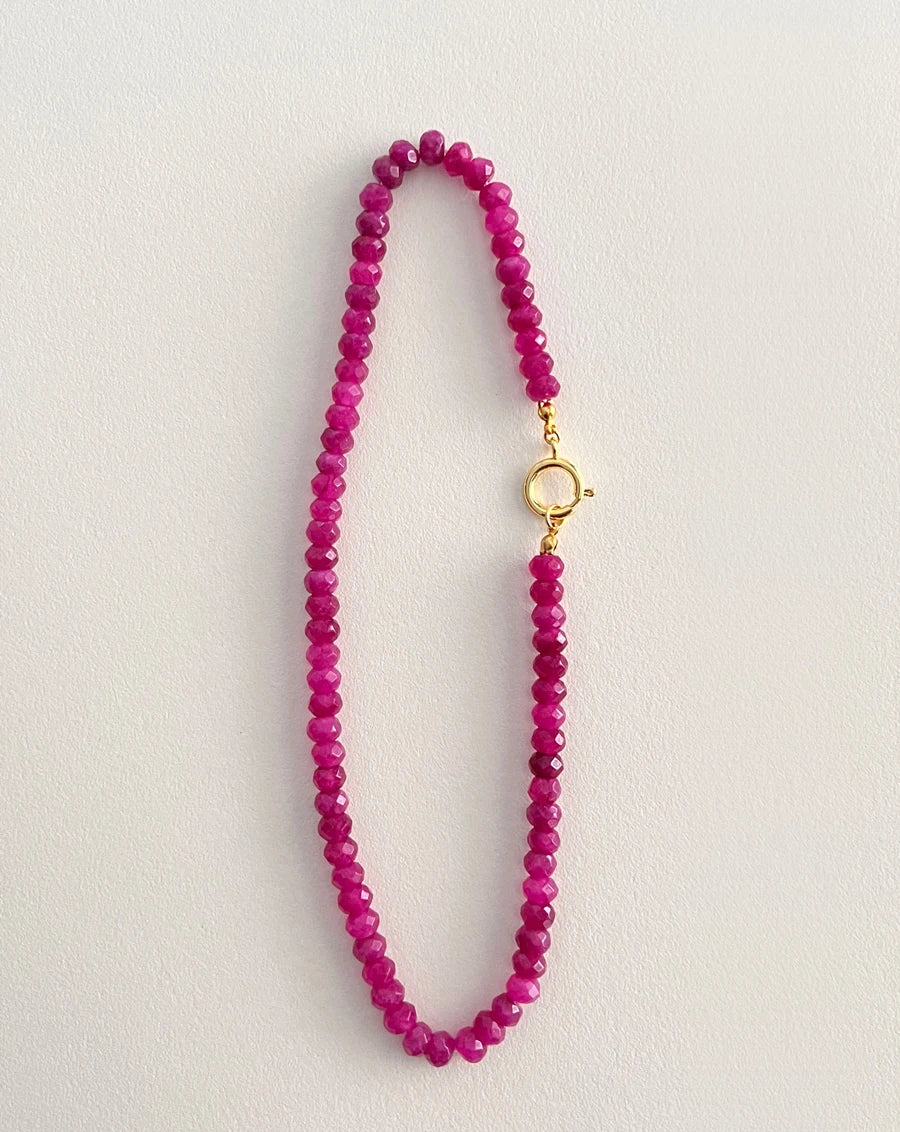 Colored Semi-precious Stone Fashion Necklace 5*8 Cut Natural Stone Beaded Necklace For women, Luxury Handmade  Jewelry