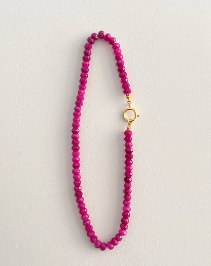 Colored Semi-precious Stone Fashion Necklace 5*8 Cut Natural Stone Beaded Necklace For women, Luxury Handmade  Jewelry