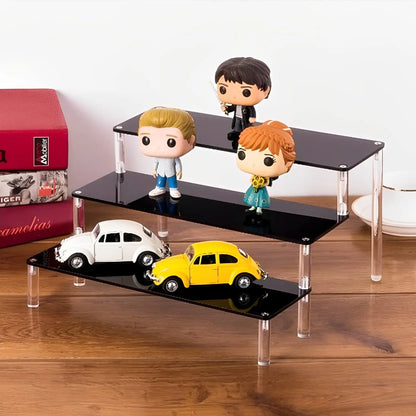 Acrylic Riser Display Stand Perfume Organizer Shelves for Amiibo Funko Figures Toys Cupcake Desserts Collection Cosmetic Jewelry