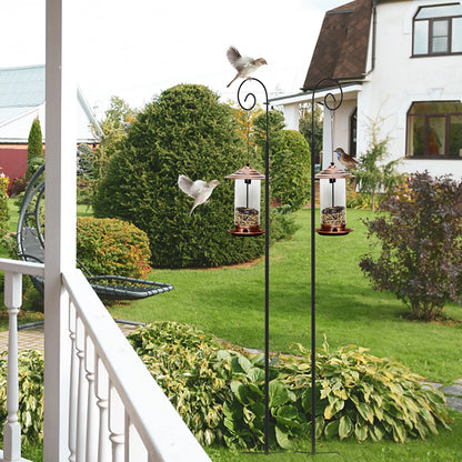 Hohe Hirtenstabhaken, Metall-Gartenhaken, 3-teiliger Rohrständer, abnehmbare Vogelfutterstange, Gartenhänger, 2 Stück
