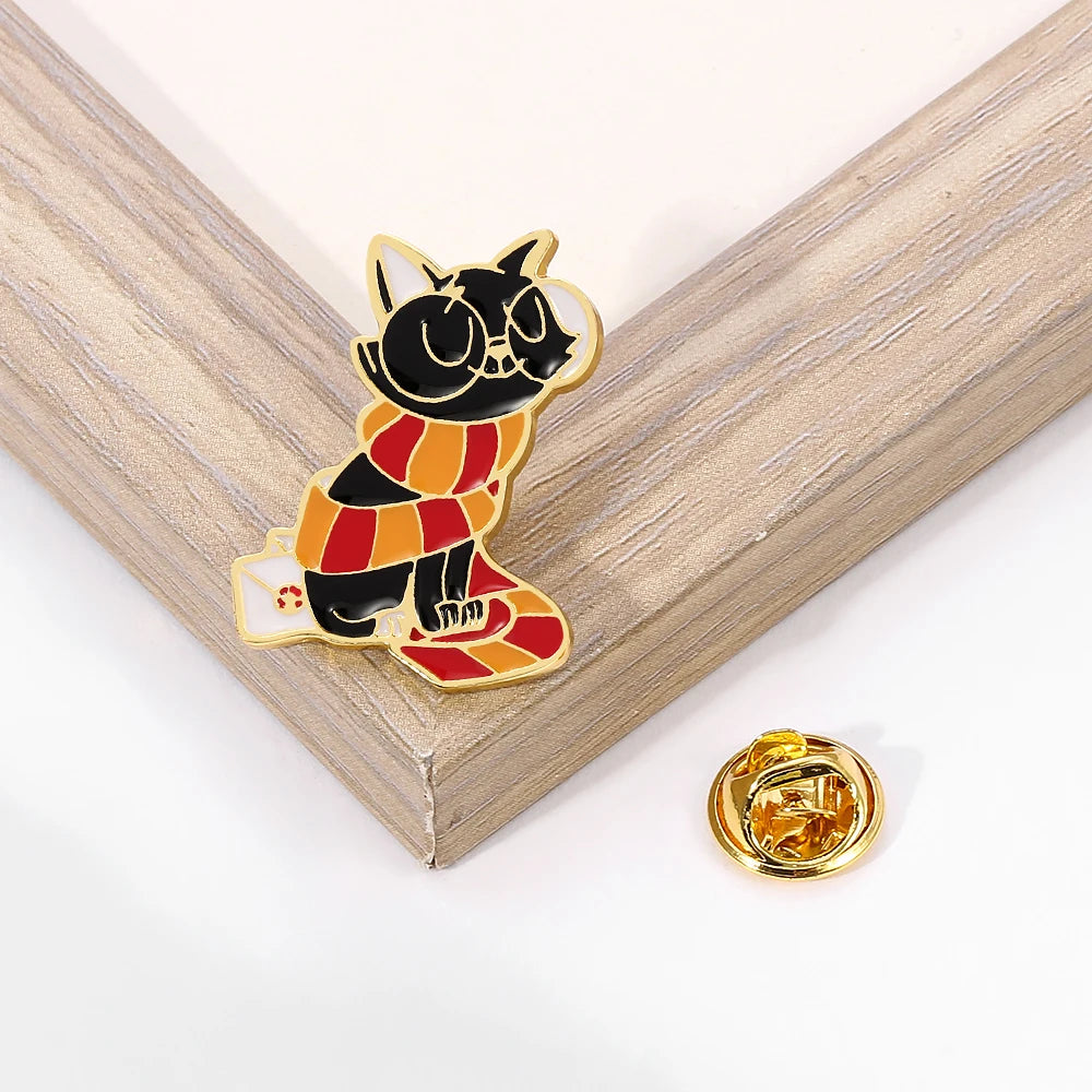 Kawaii Harry Potter Wizard Cat Brooch Fashion Metal Enamel Lapel Pin Clothing Backpack Bagde for Women Party Gifts Accessories
