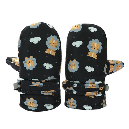 Kids Winter Ski Gloves - Waterproof Cartoon Mittens for Boys & Girls Age 4-6