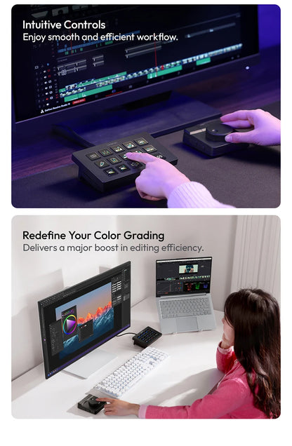 Uianzi D100H Dial Creative Controller Video Editing Assistant for Youtube Tiktok PR PS Support Bluetooth Key Production Console