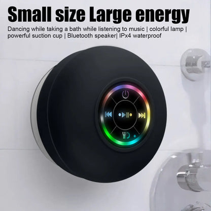 Portable Wireless Bluetooth Speaker Waterproof Suction For Shower Bathroom Black