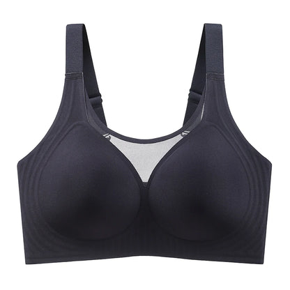 Plus Size Jelly Gum Full Cover Semi Fixed Large Cup Lace Underwear Anti Glare Mesh Woman Bra Comfortable  Gathering