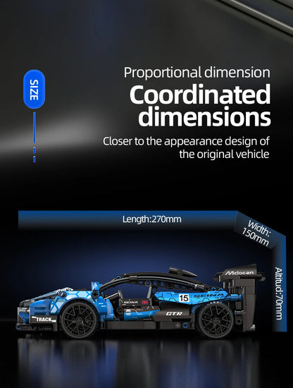 ToylinX 1/18 523 PCS Technical Mechanical Supercar Racing Racing Building Block Assembled Toy Car for Kids Boy Christmas Gifts