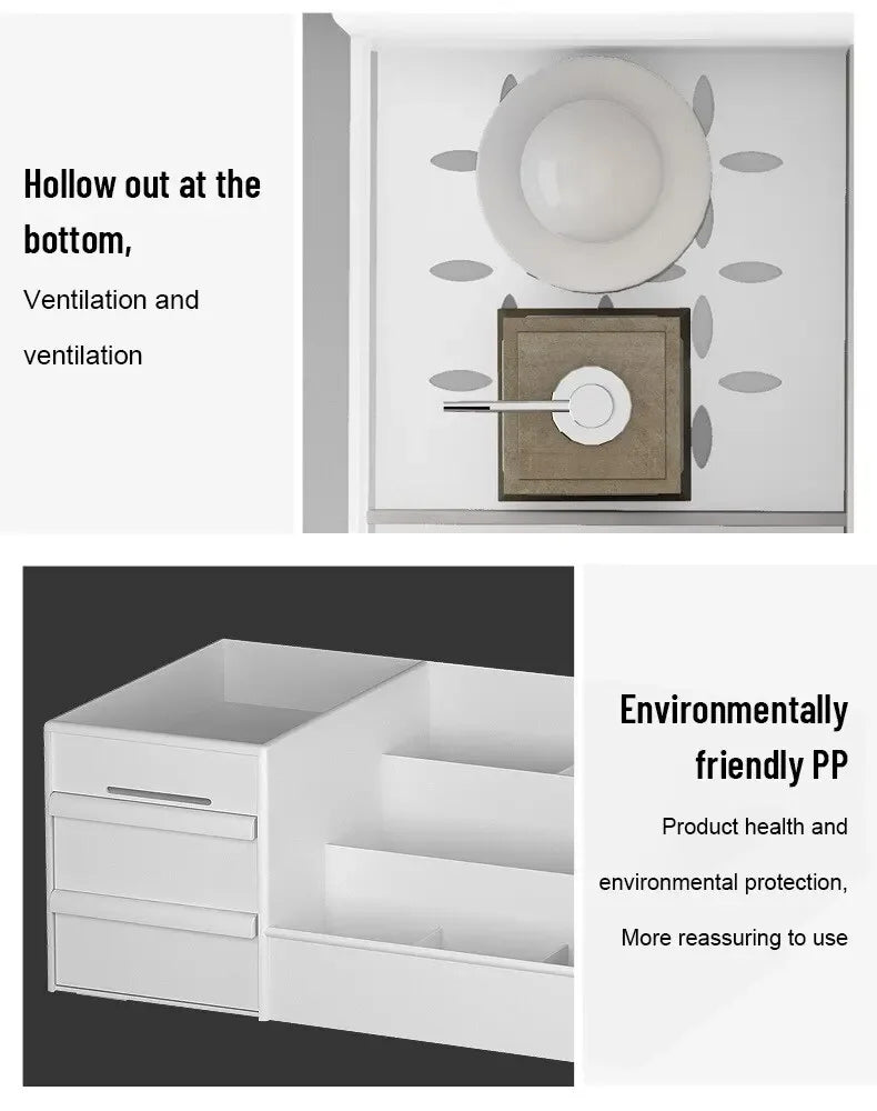 1pc White Drawer Makeup Storage Box Plastic Organizer for Cosmetics Skin Care Dressing Table Desktop Dormitory