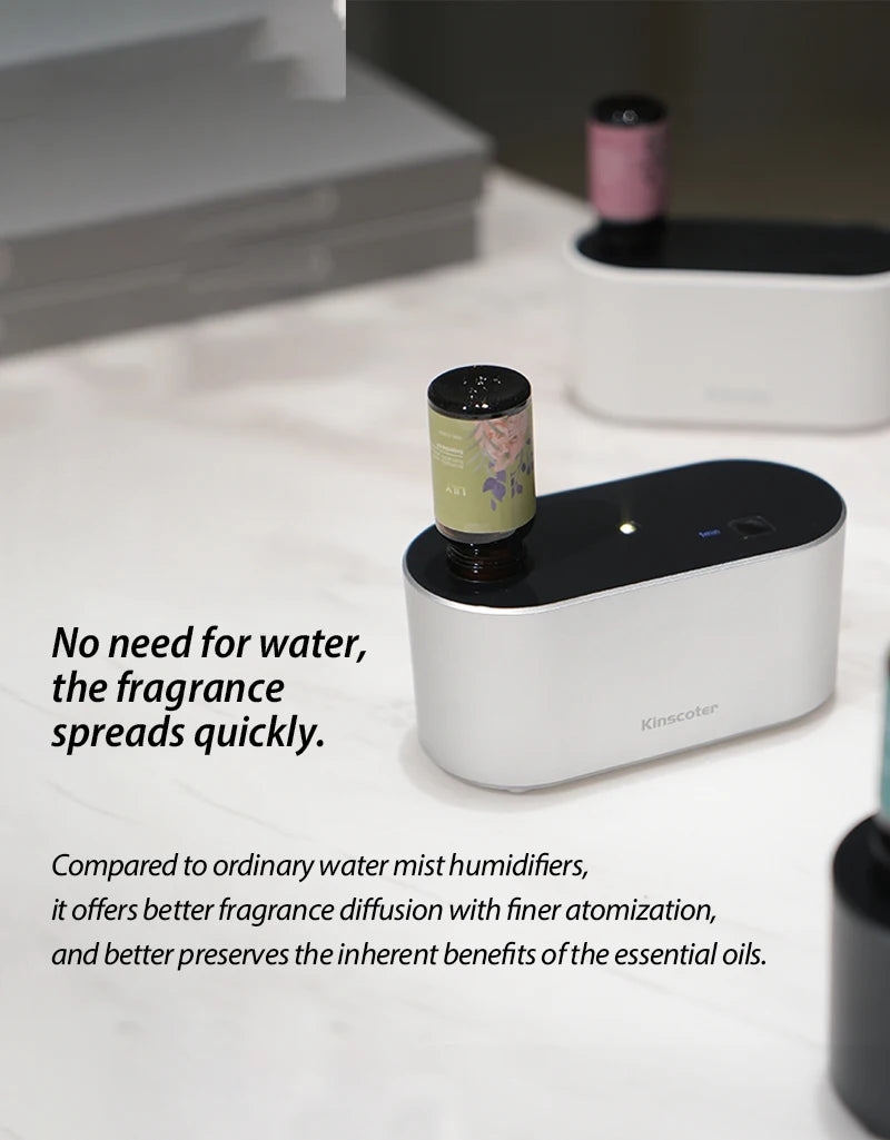 Portable Waterless Aroma Diffuser Automatic Induction Essential Oil Atomising Diffuser with Timed Mist for Bedroom Holiday Gift
