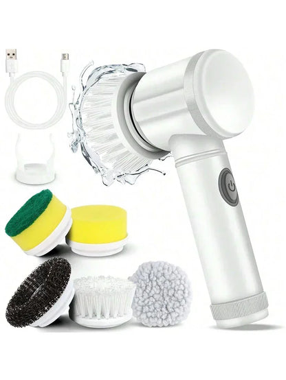 5-in-1 Electric Spin Scrubber Brush for Bathroom Tile Bathtub Sink, Power Scrubber with 5 Replaceable Brush Heads
