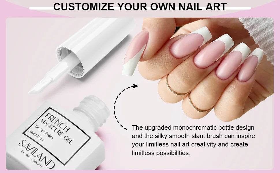 SAVILAND 10ml White Gel Nail Polish French Extension UV LED Gel French Tip Nail Art Nail Supplies For Manicure Nail Art Starter