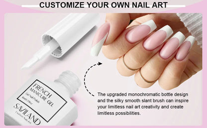 SAVILAND 10ml White Gel Nail Polish French Extension UV LED Gel French Tip Nail Art Nail Supplies For Manicure Nail Art Starter