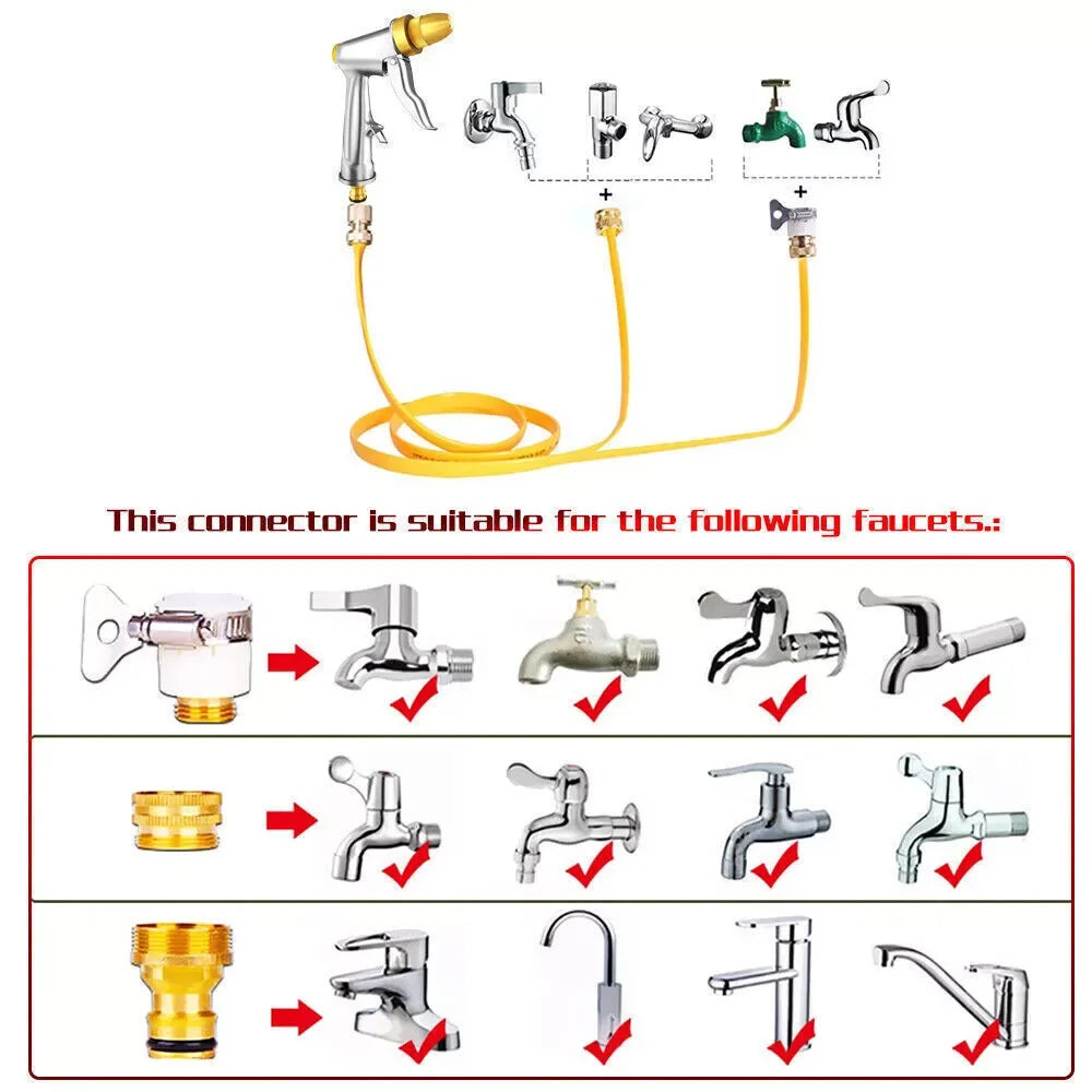 High Pressure Water Spray Car Wash Metal Gun Brass Nozzle Garden Hose Pipe Lawn