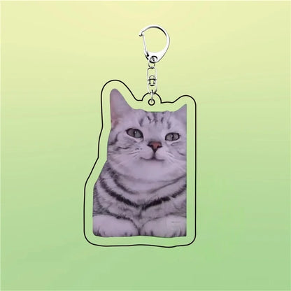 Huh Cat Keychain Meme Keychain  Fanny Cat Keyring Talking Cats Confused Cat Pandant Cute Gift