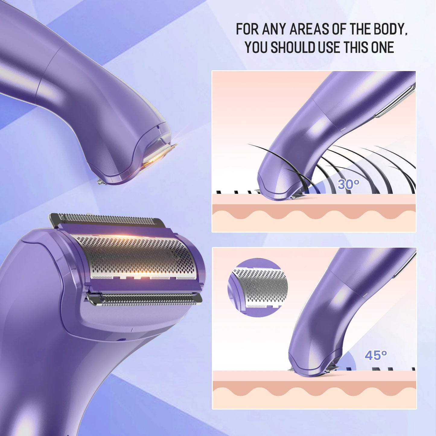 Sejoy 6-in-1 Body Hair Remover Kit Electric Razors for Women Men Bikini Hair Trimmer for Face Eyebrow Nose Arms Legs Pubic