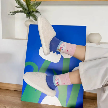 1pair Miniso Cinnamoroll Cartoon socks girl's blue combed cotton mid-tube stockings cute sanrio puppy stockings