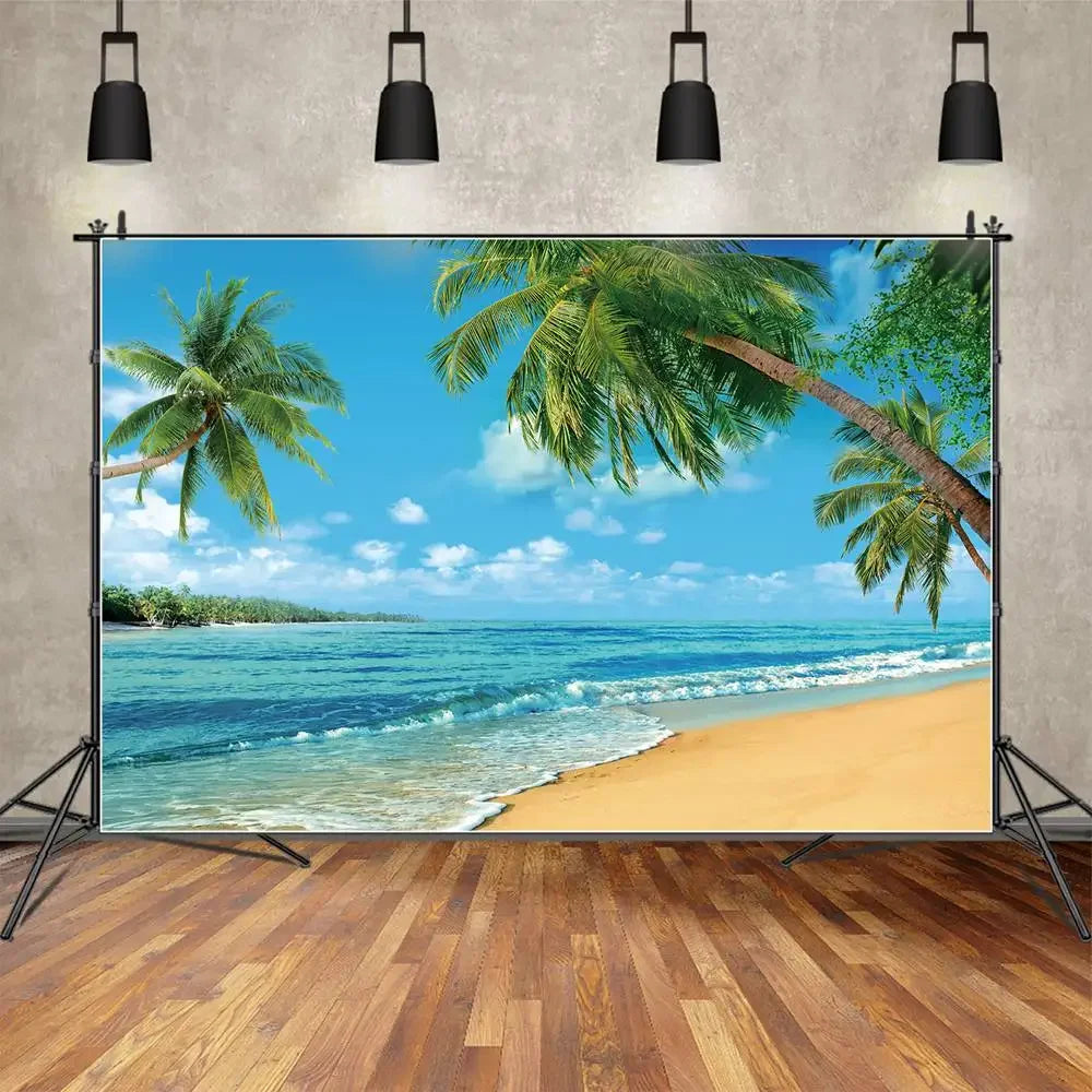 MOON.QG Tropical Summer Beach Background Photography Sunset Ocean Backdrop Newborn Photozone Wedding Accessories Shooting Props