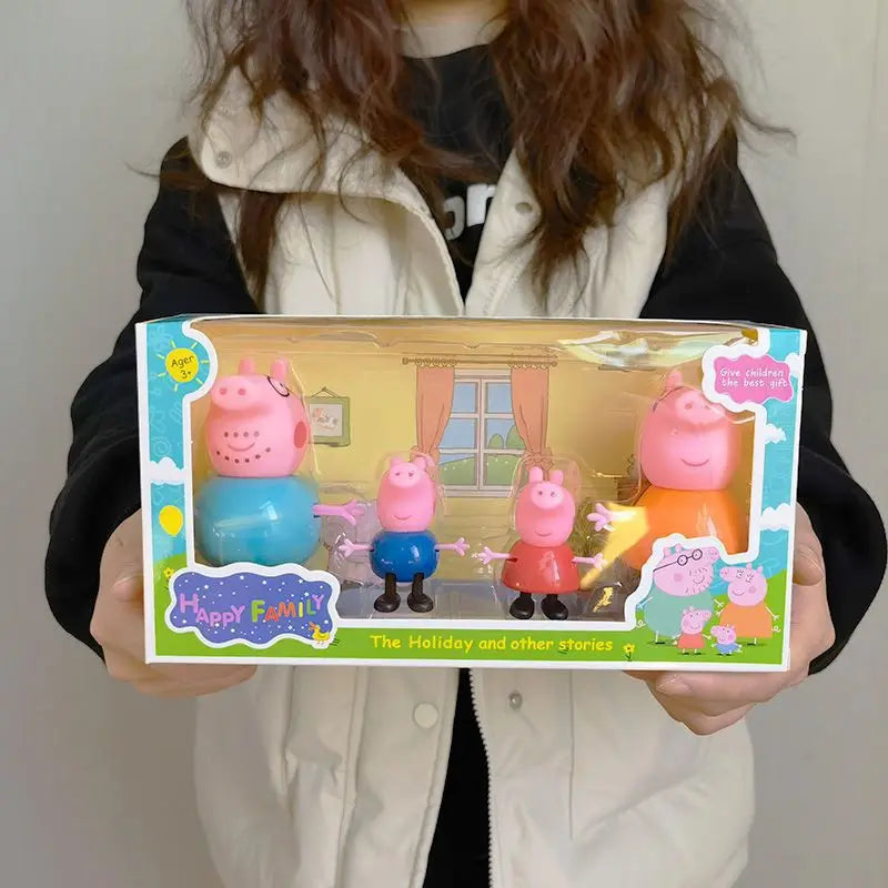 Peppa Pig, a girl, four people, toy doll, boy and children's suit