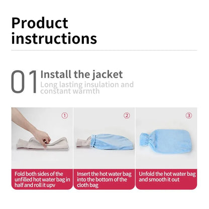 2 Litre Hot Water Bottles Natural Rubber Capacity Heat Therapy Pain Relief